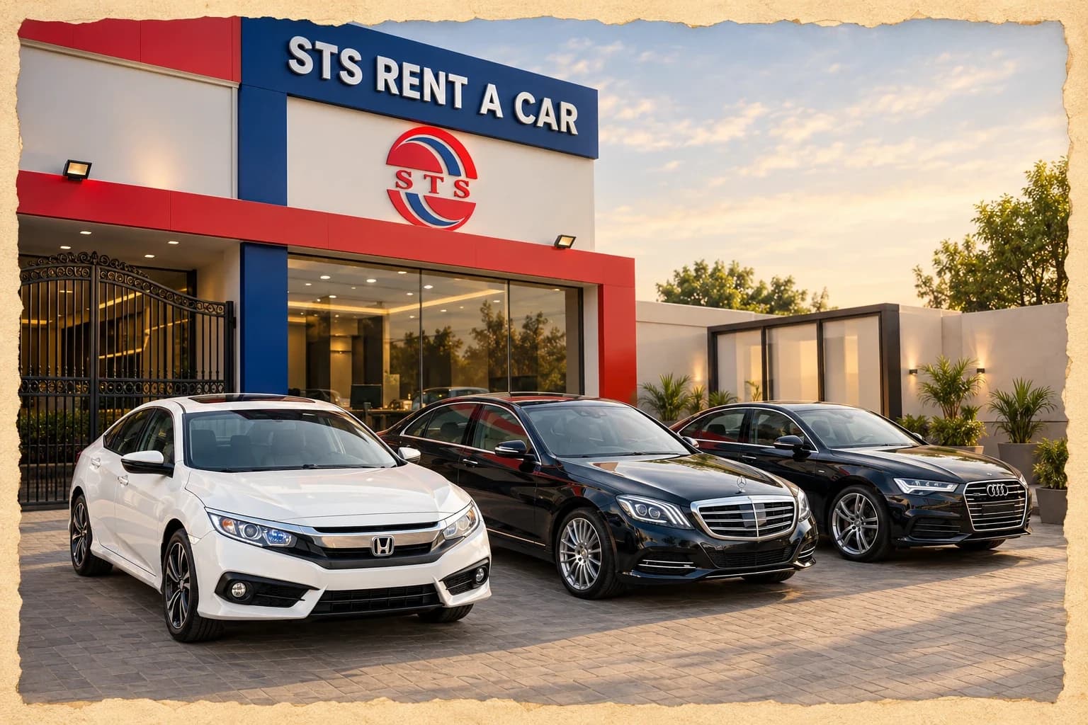 The Sidhu Travel Services yard on Rifle Range Road, Lahore, with vehicles ready for collection