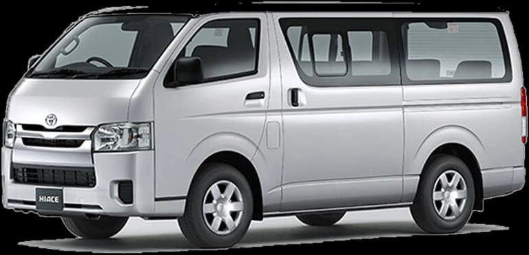 Toyota Hiace van, used for smaller staff runs and airport transfers
